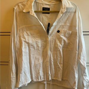 Abercrombie & Fitch Women's Cream Drawstring Hem Utility Jacket